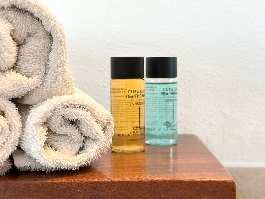 Fresh towels and toiletries